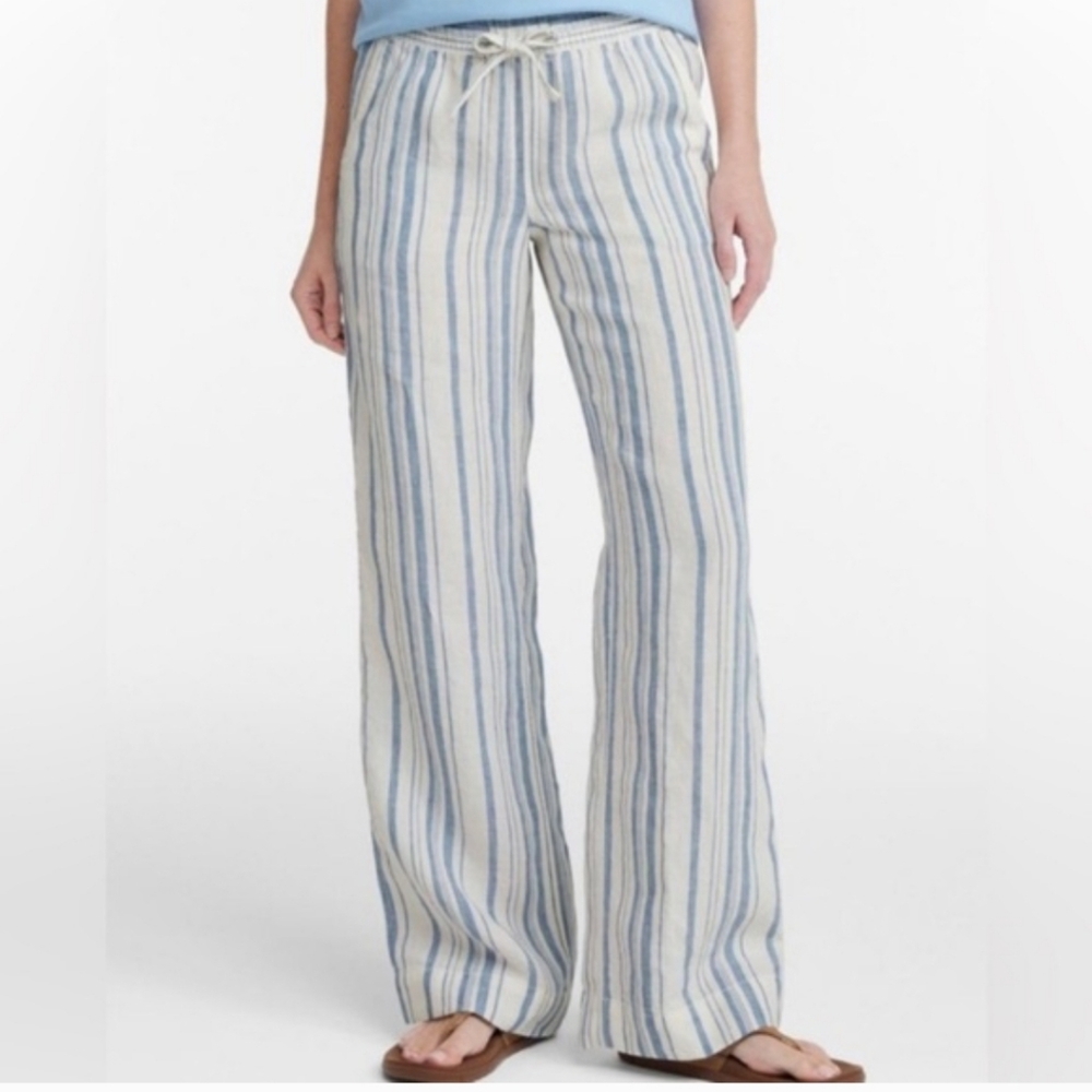 L.L.Bean Linen Striped Drawstrimg Pants #3392